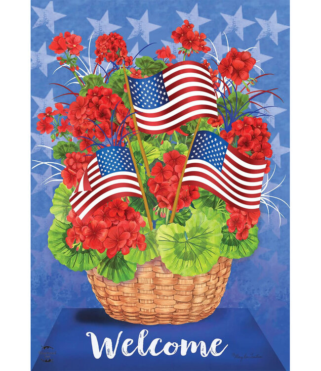 BRIARWOOD LANE Patriotic Basket Summer Garden Flag