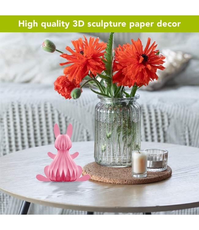 BRIARWOOD LANE Pink Bunny Honeycomb - Small Magnetic Paper Decor - 5 x 5