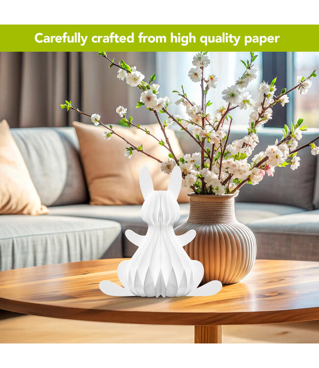 BRIARWOOD LANE White Bunny Honeycomb - Large Magnetic Paper Decor - 12 x 9