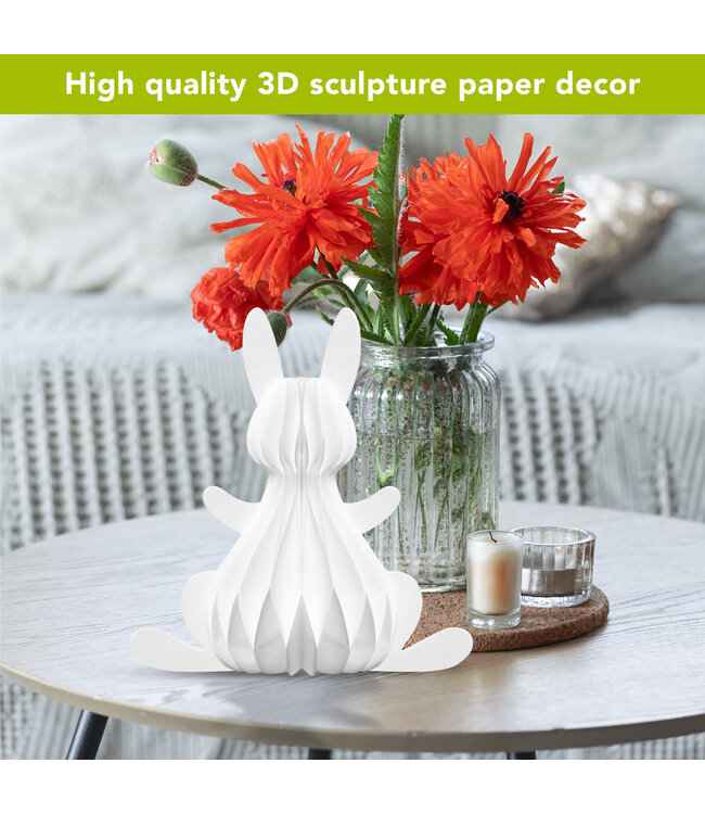 BRIARWOOD LANE White Bunny Honeycomb - Large Magnetic Paper Decor - 12 x 9