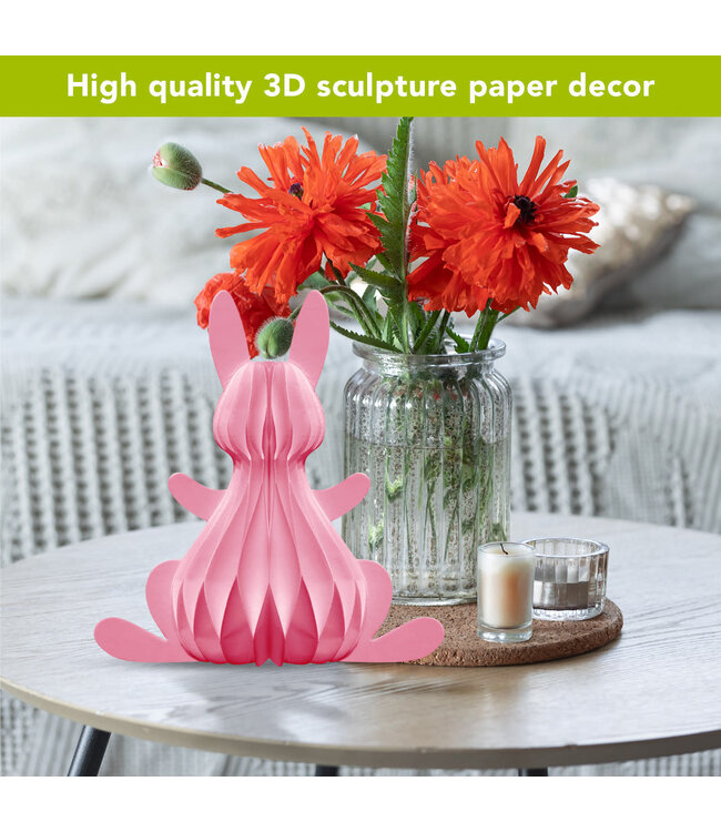 BRIARWOOD LANE Pink Bunny Honeycomb - Large Magnetic Paper Decor - 12 x 9