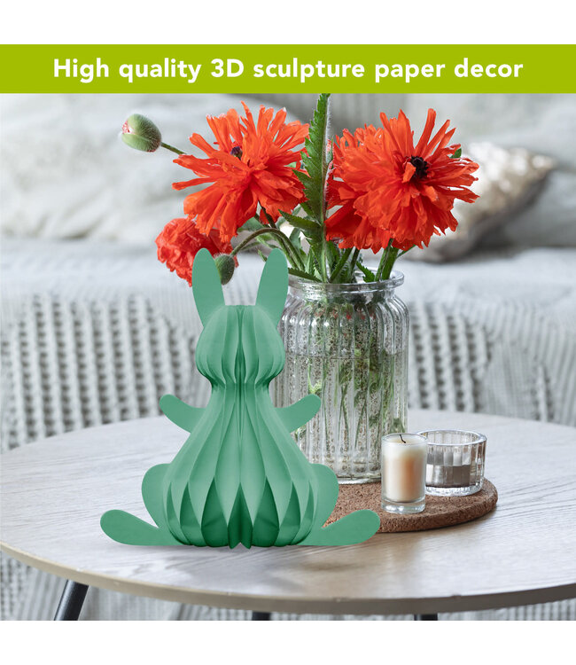 BRIARWOOD LANE Teal Bunny Honeycomb - Large Magnetic Paper Decor - 12 x 9