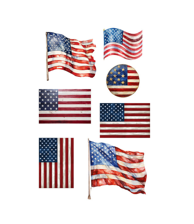 BRIARWOOD LANE Wooden American Flag Window Clings