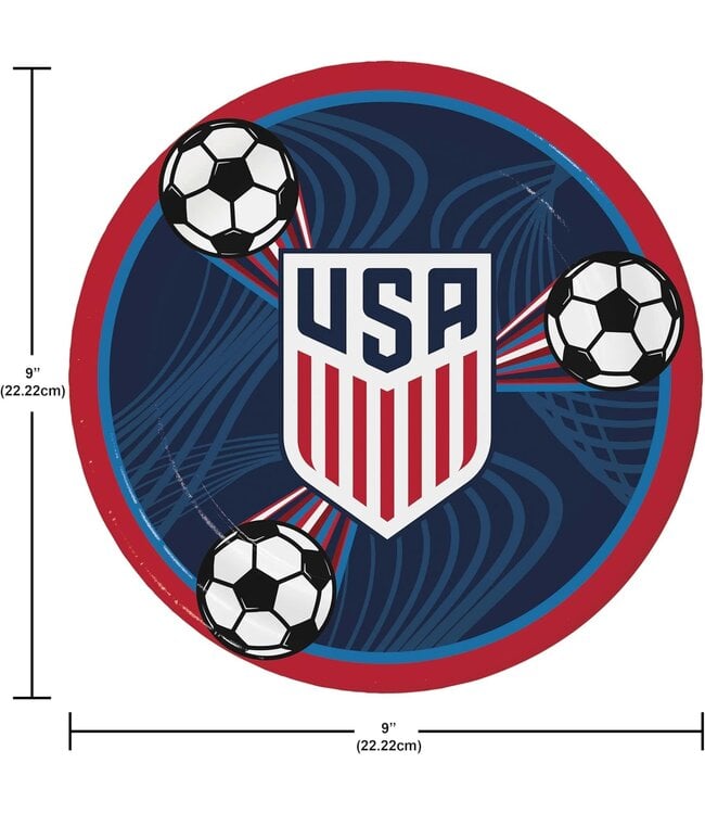 Creative Converting World Cup 2026 U.S. Men’s Soccer Dinner 9 in Plates, 8 count