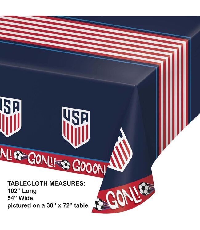 Creative Converting World Cup 2026 U.S. Men's Soccer Plastic Tablecloth - 54" x 102"
