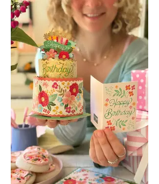 Fresh Cut Paper Mini Blooming Cake Greeting Card