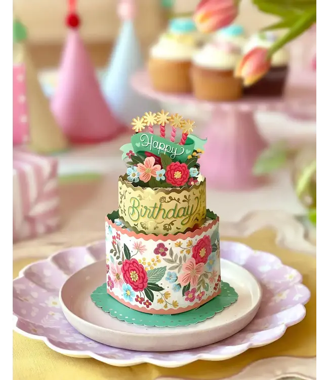 Fresh Cut Paper Mini Blooming Cake Greeting Card