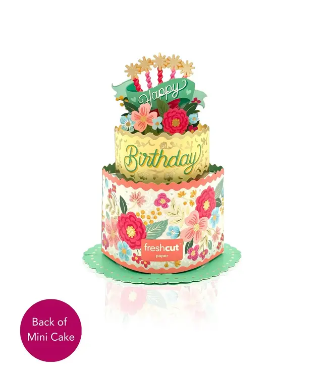 Fresh Cut Paper Mini Blooming Cake Greeting Card