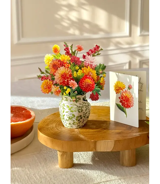 Fresh Cut Paper Mini Dahlia Sunrise Greeting Card