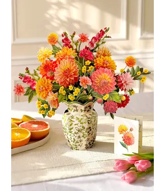 Fresh Cut Paper Dahlia Sunrise Pop Up Flower Bouquet