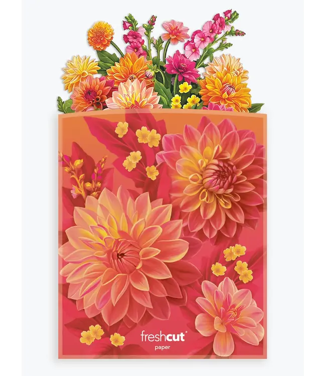 Fresh Cut Paper Dahlia Sunrise Pop Up Flower Bouquet