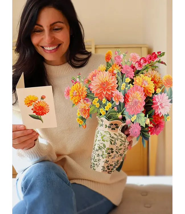 Fresh Cut Paper Dahlia Sunrise Pop Up Flower Bouquet