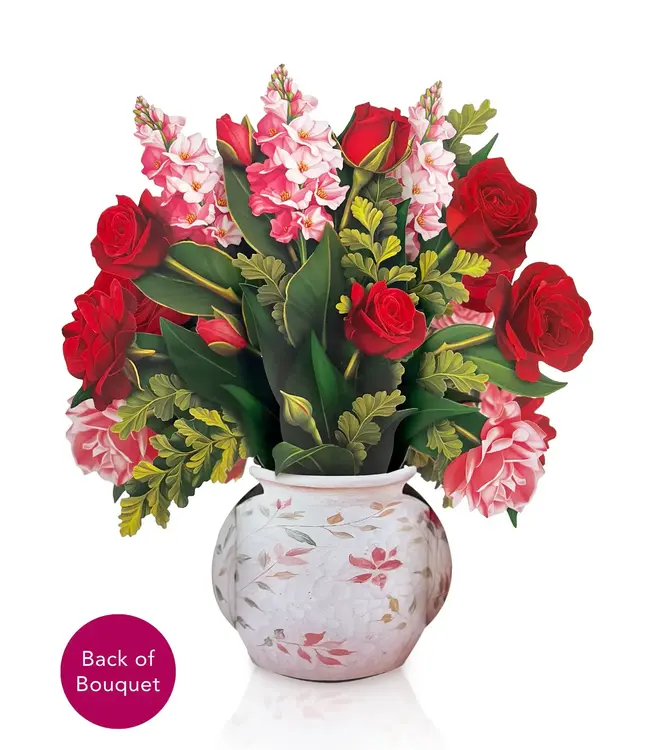 Fresh Cut Paper Blooming Roses Pop Up Flower Bouquet
