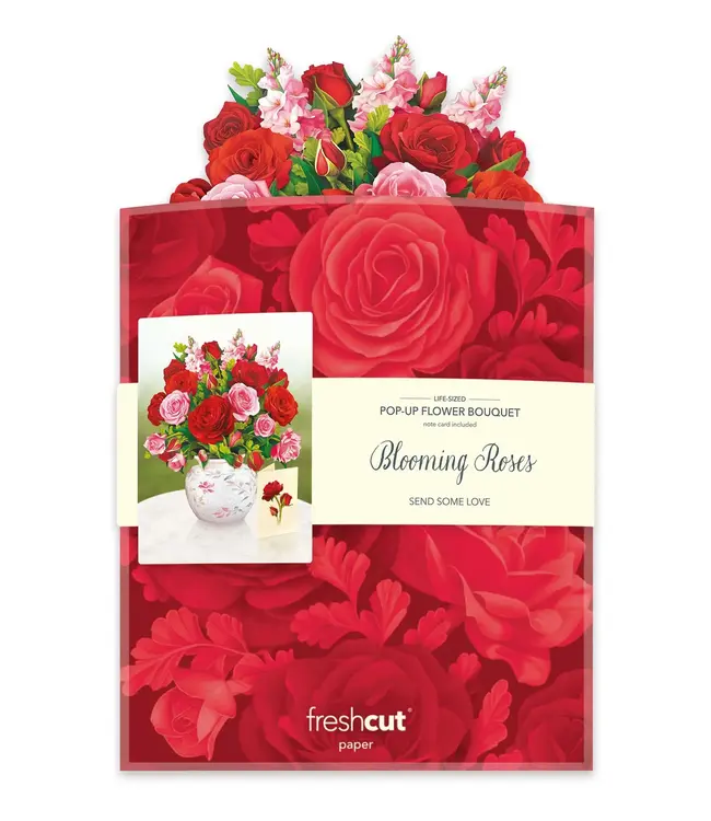Fresh Cut Paper Blooming Roses Pop Up Flower Bouquet