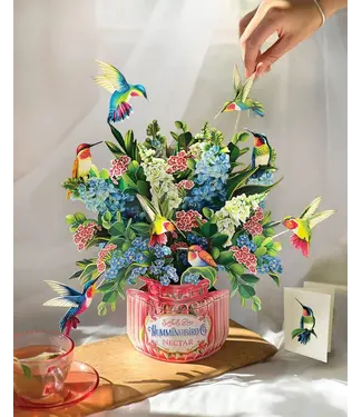 Fresh Cut Paper Hummingbird Oasis Pop Up Flower Bouquet