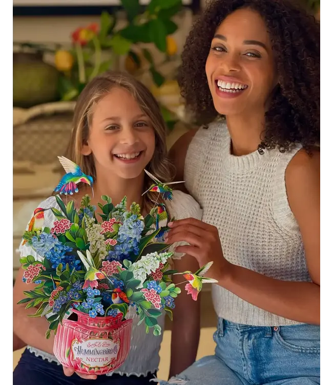 Fresh Cut Paper Hummingbird Oasis Pop Up Flower Bouquet