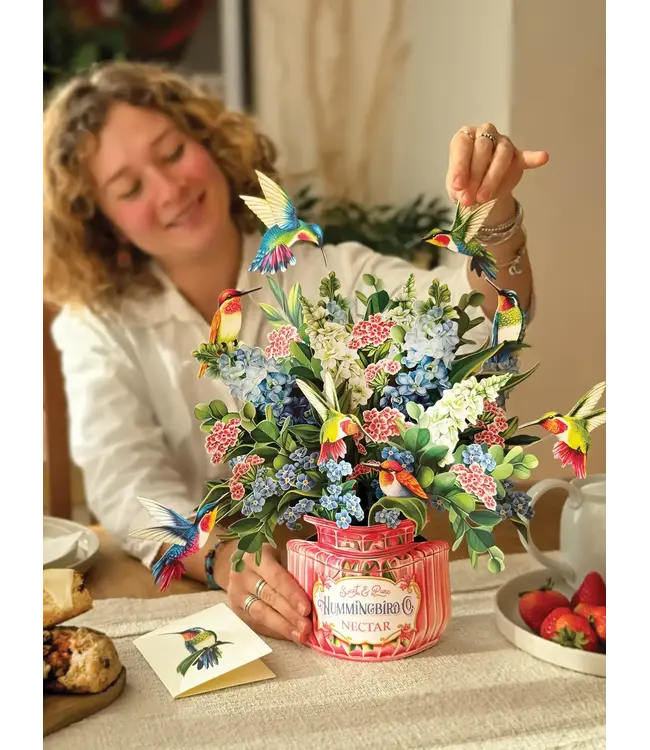 Fresh Cut Paper Hummingbird Oasis Pop Up Flower Bouquet