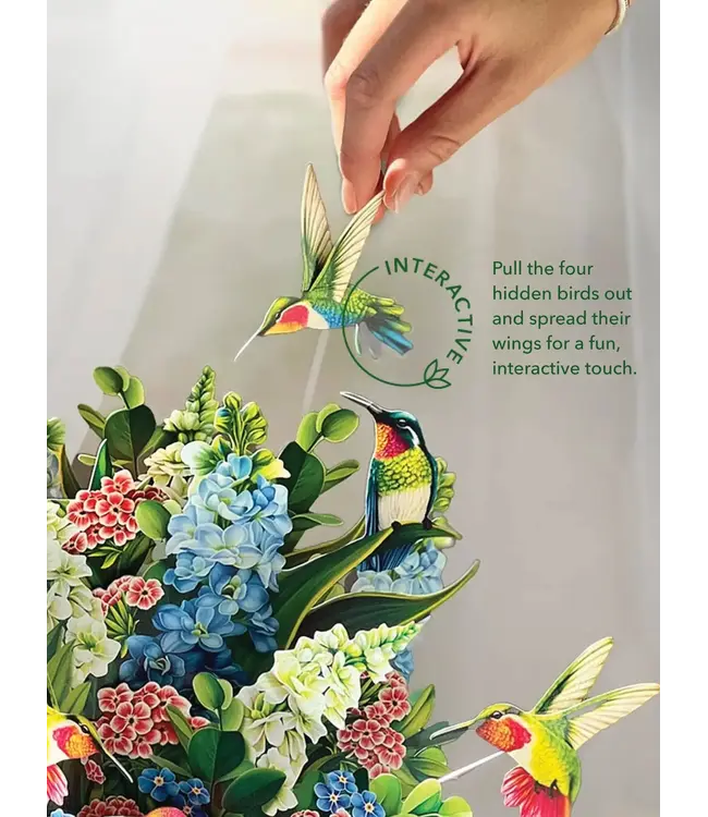 Fresh Cut Paper Hummingbird Oasis Pop Up Flower Bouquet