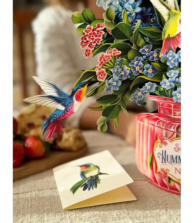 Fresh Cut Paper Hummingbird Oasis Pop Up Flower Bouquet