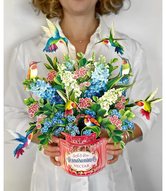 Fresh Cut Paper Hummingbird Oasis Pop Up Flower Bouquet