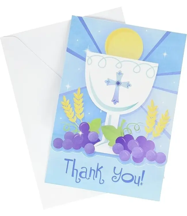 Amscan First Communion Blue Invitations & Thank You - 20 Count