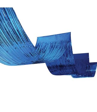 BEISTLE 1-Ply Metallic Fringe Ceiling Curtain-Blue