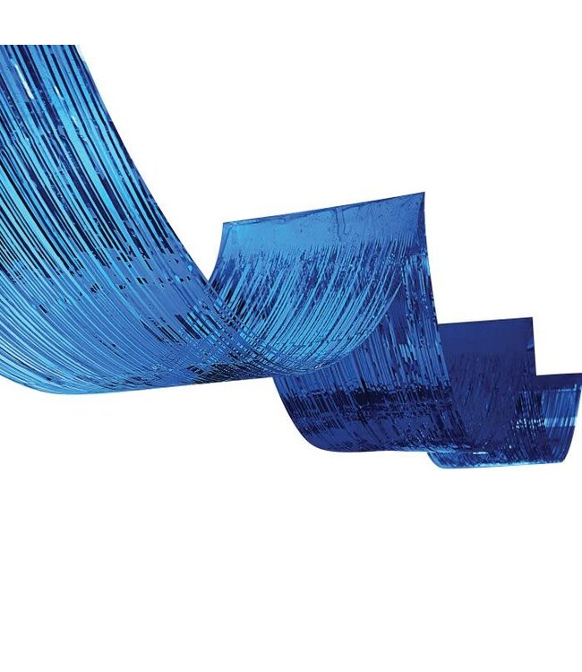 BEISTLE 1-Ply Metallic Fringe Ceiling Curtain-Blue