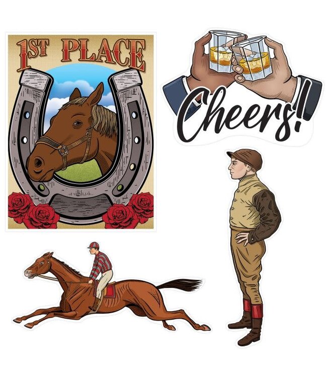 BEISTLE 4CT CUTOUTS VINTAGE HORSE RACING