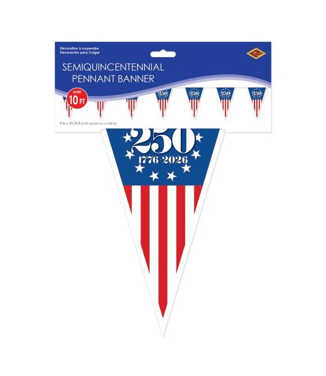 BEISTLE 10FT PENNANT BANNER 250 YEARS