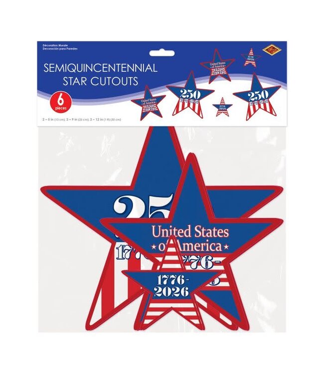 BEISTLE 6CT STAR CUTOUTS 250 YEARS