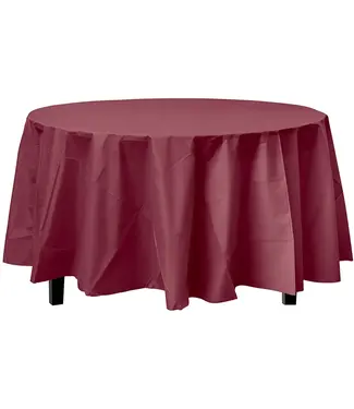 EXQUISITE 84in ROUND TABLE COVER  BURGUNDY
