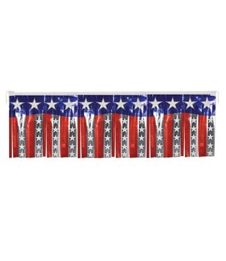 BEISTLE 4FT STARS & STRIPES METALLIC FRINGE BANNER