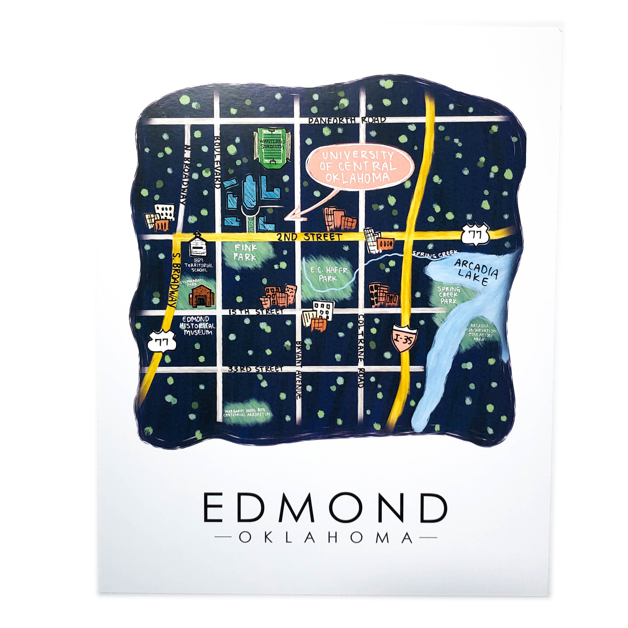 Art Print Edmond Map 8x10 PLENTY Mercantile & Venue