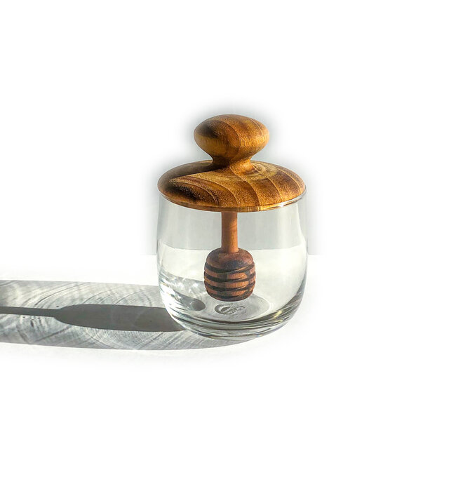 Honey Jar | Mini | Teak & Glass