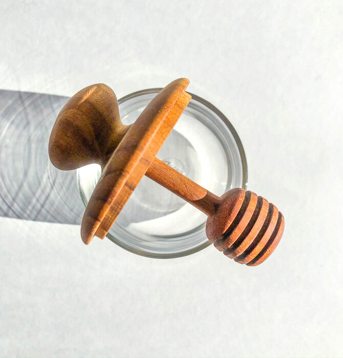 Honey Jar | Mini | Teak & Glass