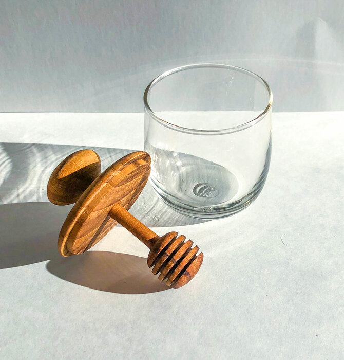 Honey Jar | Mini | Teak & Glass