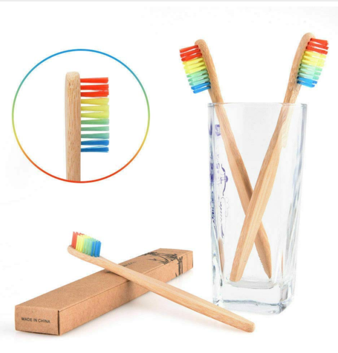 Toothbrush | Bamboo | Rainbow Bristles