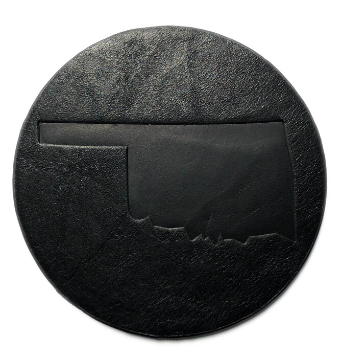 Leather Coaster | Oklahoma State Outline