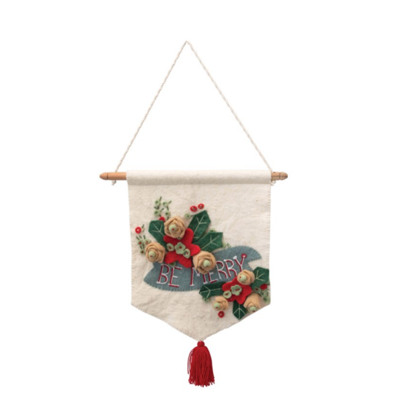 Creative Co-Op Wall Hanging | Holiday Floral | 16 x 17.5"
