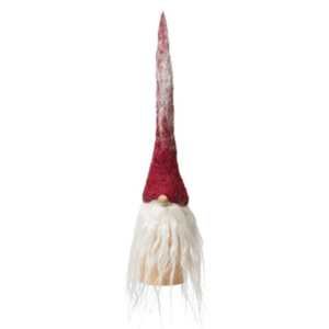 Creative Co-Op Santa Gnome | Wood Base + Red Hat