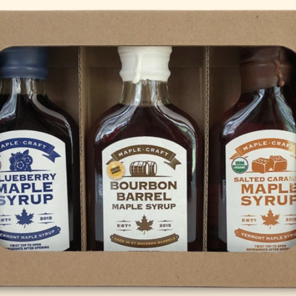 Maple Craft Foods Maple Syrup Sampler | Salted Caramel + Bourbon + Blueberry