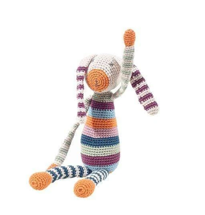 Crochet Rattle | Organic Rainbow Bunny