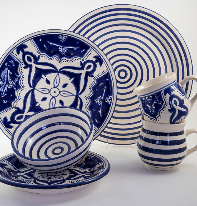 Round Ceramic Platters | Stripe