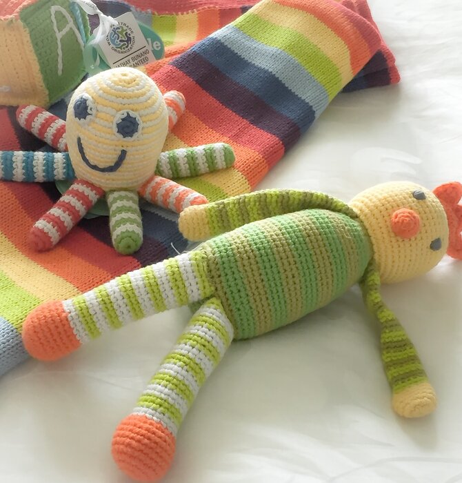 Crochet Rattle | Rainbow Octopus