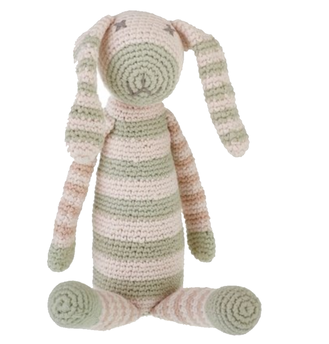 Crochet Rattle Toy | Organic Pastel Teal Bunny