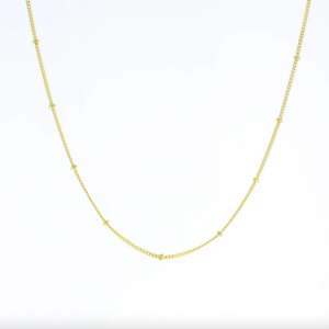 Lotus Jewelry Studio Necklace | 16" Beaded Curb Chain | Gold Vermeil