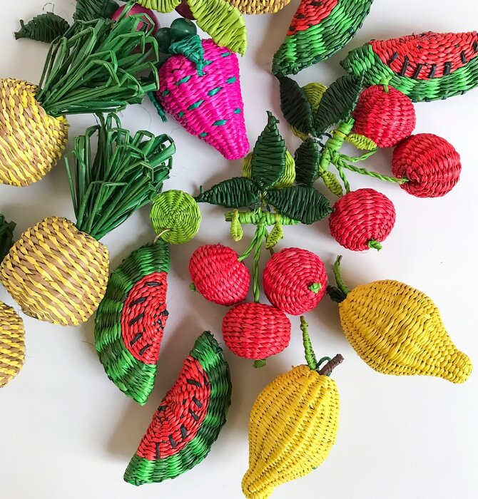 Earrings | Fruit Drop Iraca | Strawberry