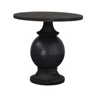 Creative Co-Op Table | Black Round Mango Wood + Metal Base | 23.5"