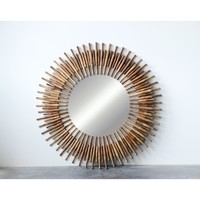 Creative Co-Op Mirror | Found Wood Roti Pins | 48" Dia