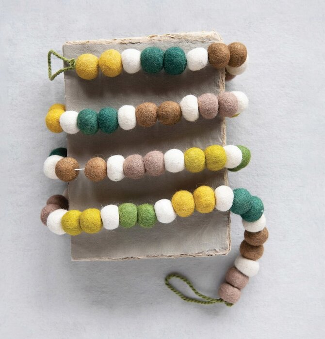 Garland | Wool Felt Ball | Earthy Greens